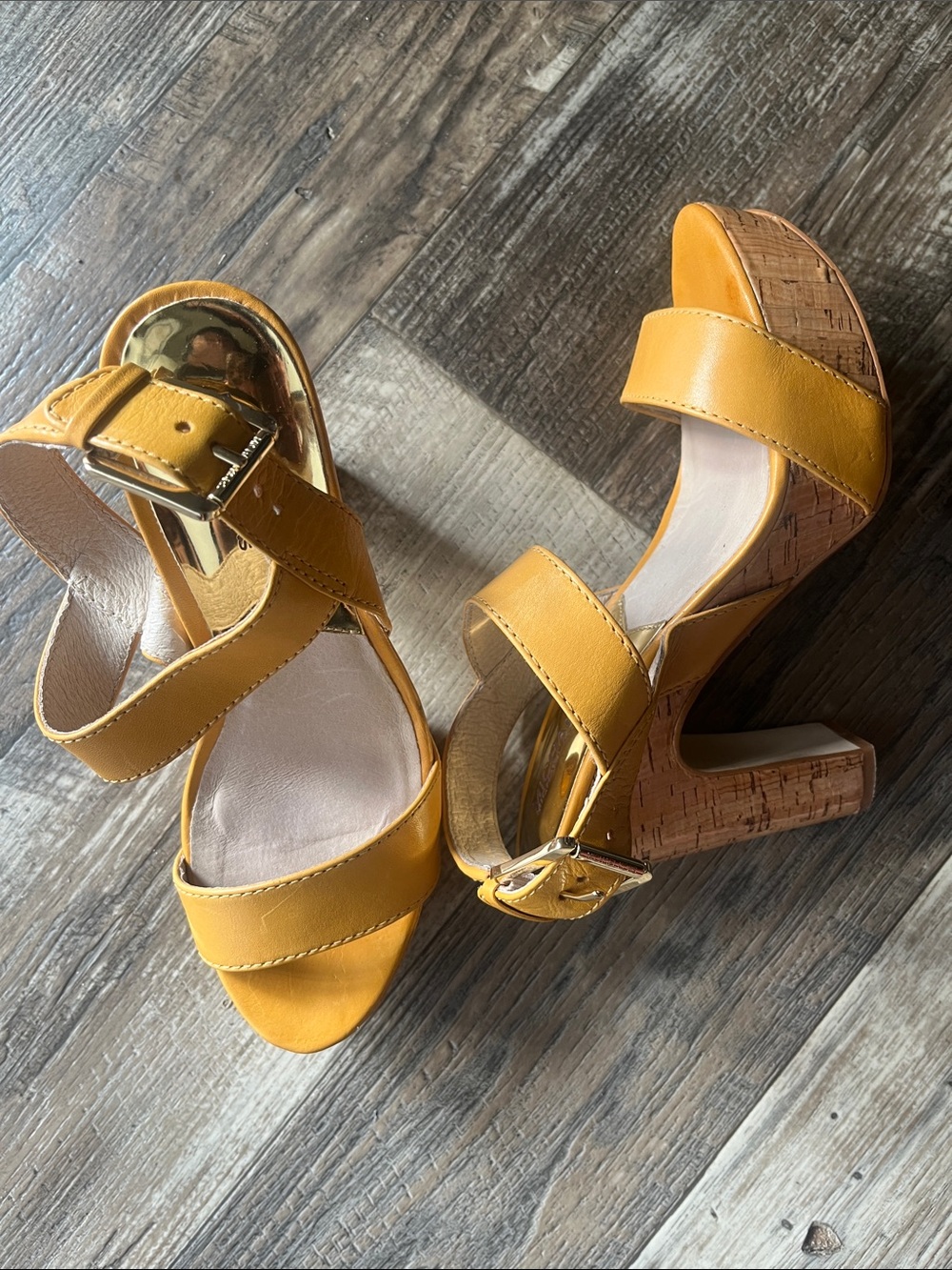 Michael Kors Yellow Cork Platform Heels